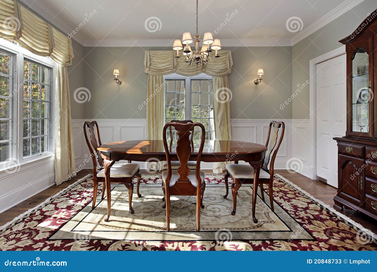 Dining Room with Decorative Rug Stock Image Image of meal, interior