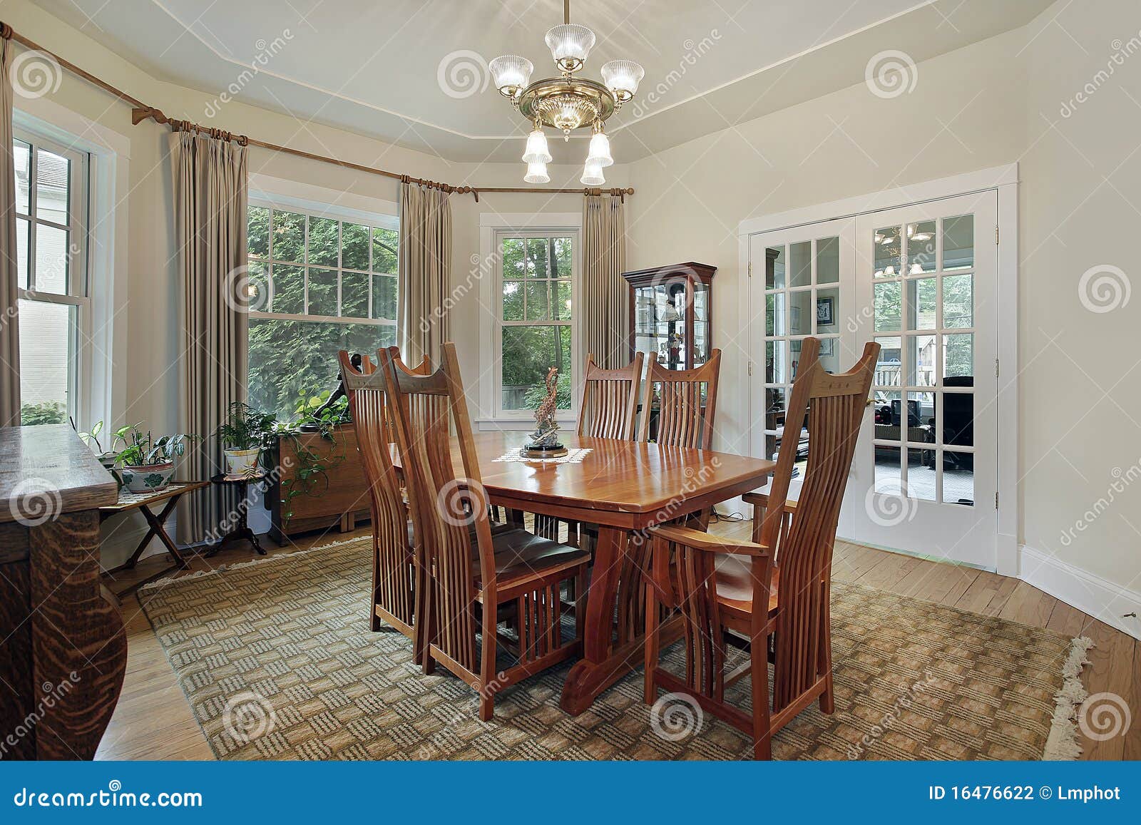Dining Room with French Doors Stock Photo - Image of dwelling, dinner