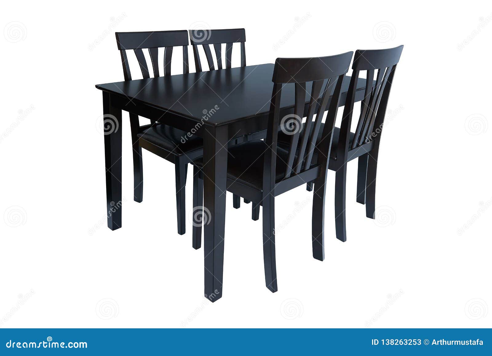 Dining Room Furniture Set Of Table And Four Chairs Elegant Dining Furniture For Living Room Or Kitchen Made Of Black Wood And Stock Image Image Of Background Domestic 138263253