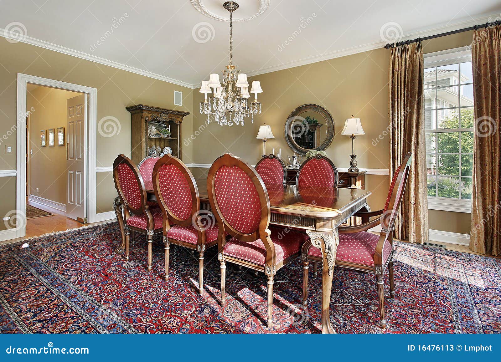 Dining Room with Gold Walls Stock Image Image of dinner, light 16476113