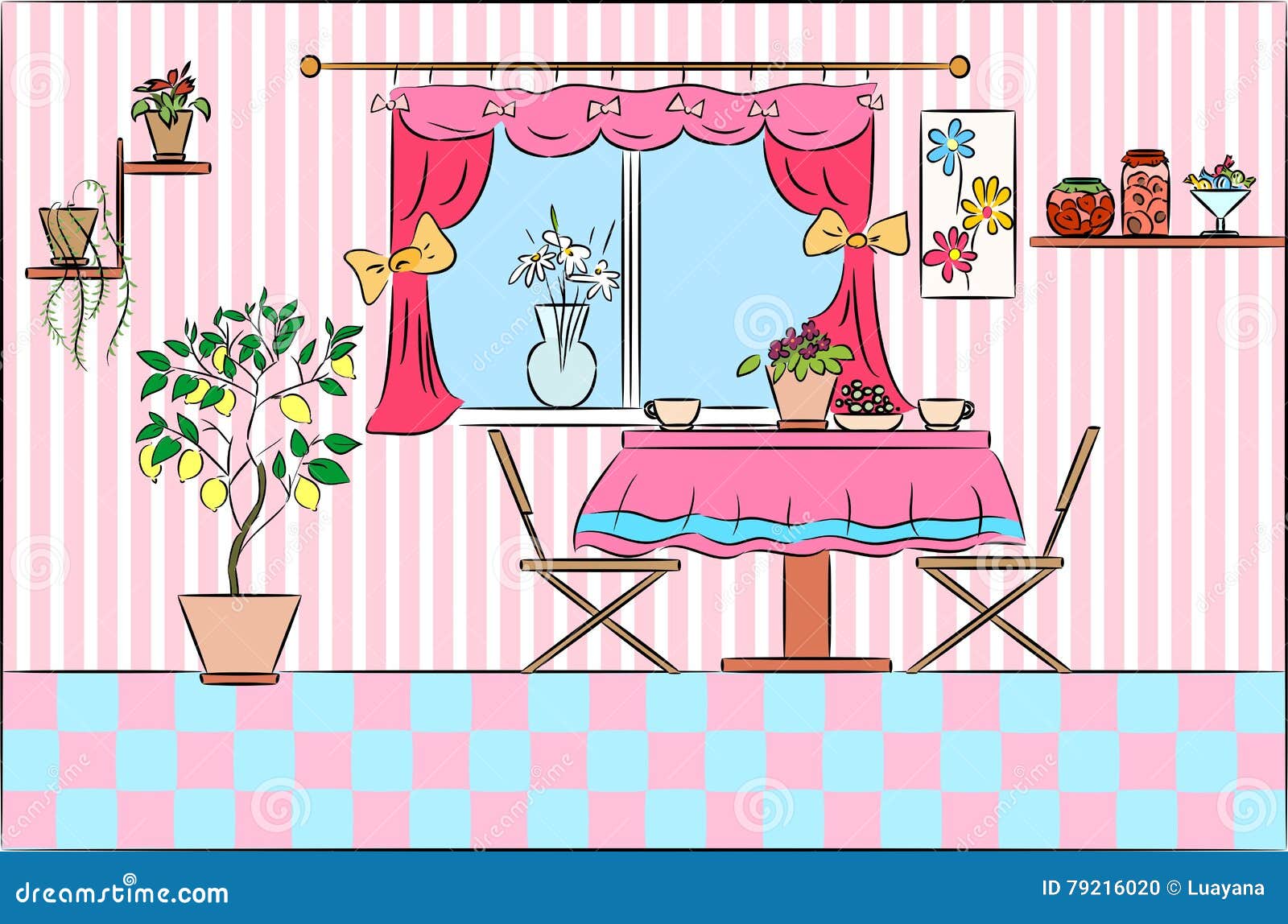 Dining room interior stock vector. Illustration of dining - 79216020