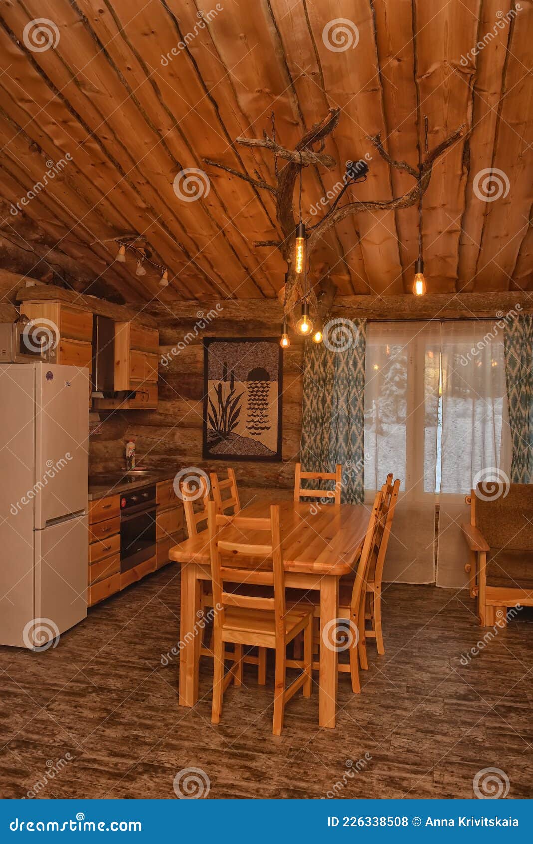 Dining Room Interior of a Wooden House Stock Photo - Image of history