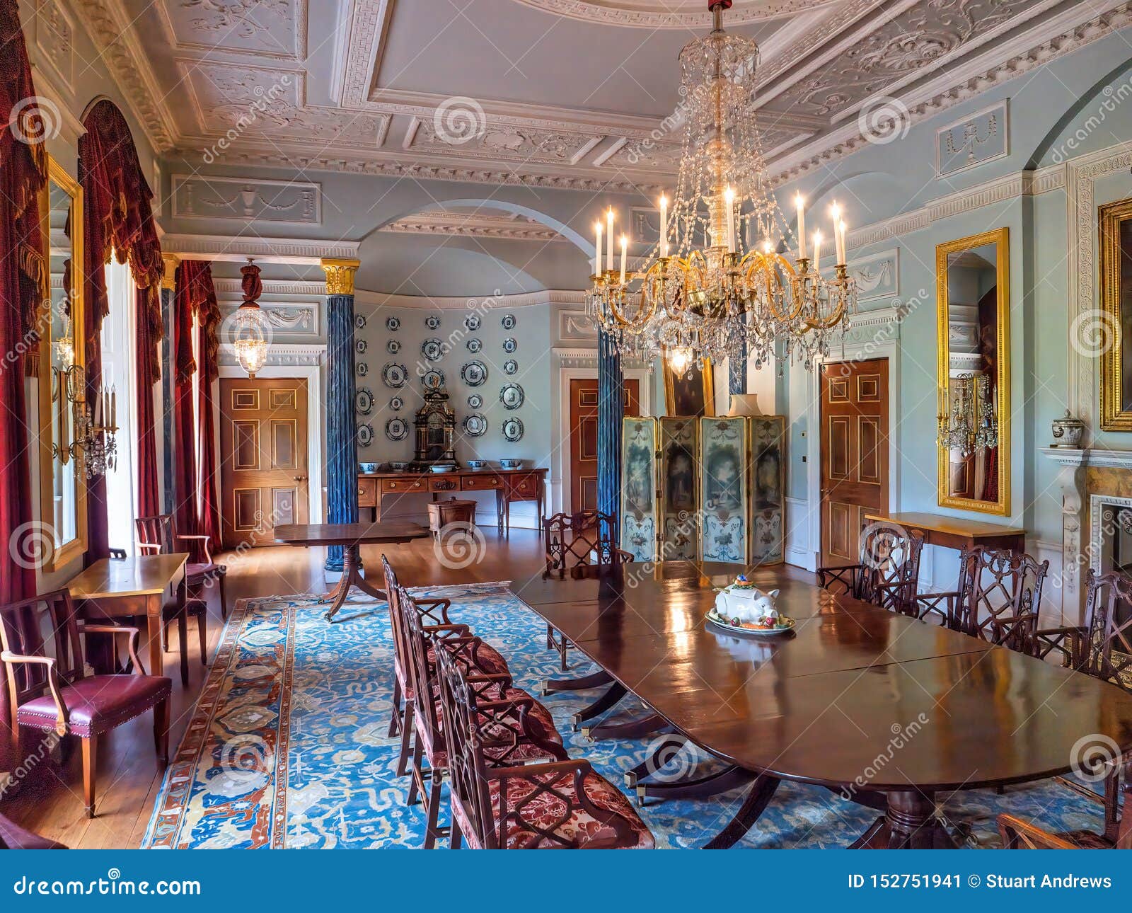 The Dining Room, Sledmere House, Yorkshire, England. Stock Image