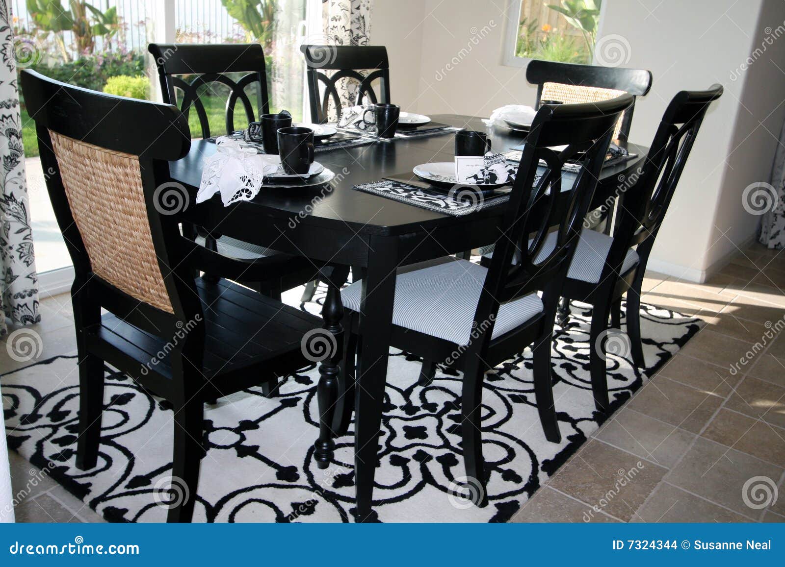 Dining Set In Black And White Stock Photo Image Of Black