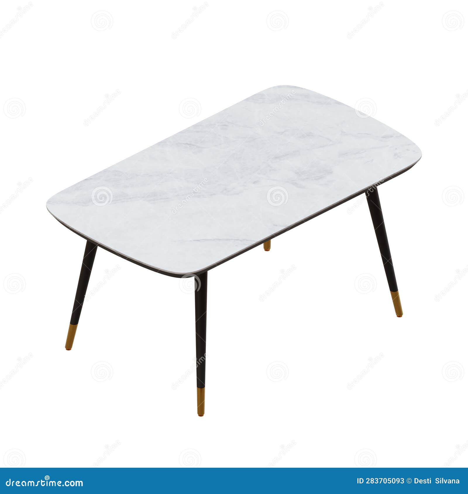 Dining Table with Black Leg and Marble Top Stock Image Illustration