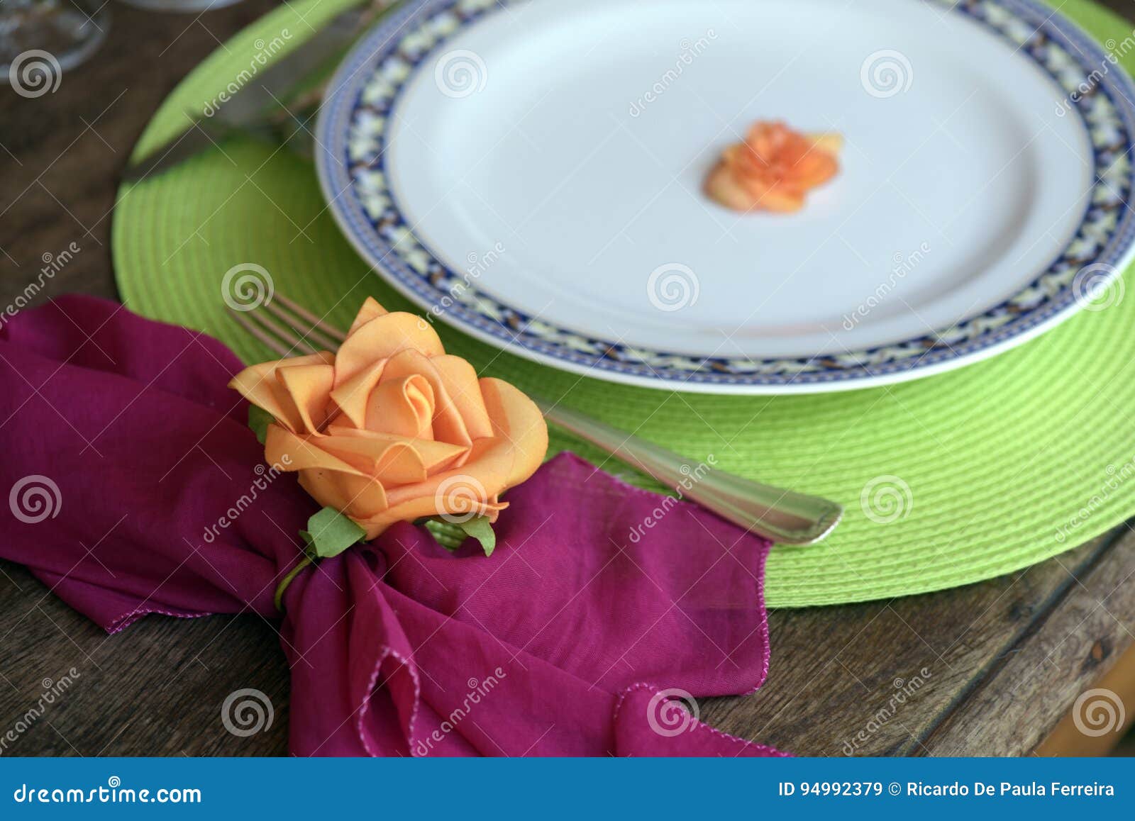 Dining Table Decoration with Flowers and Lots of Color Stock Image