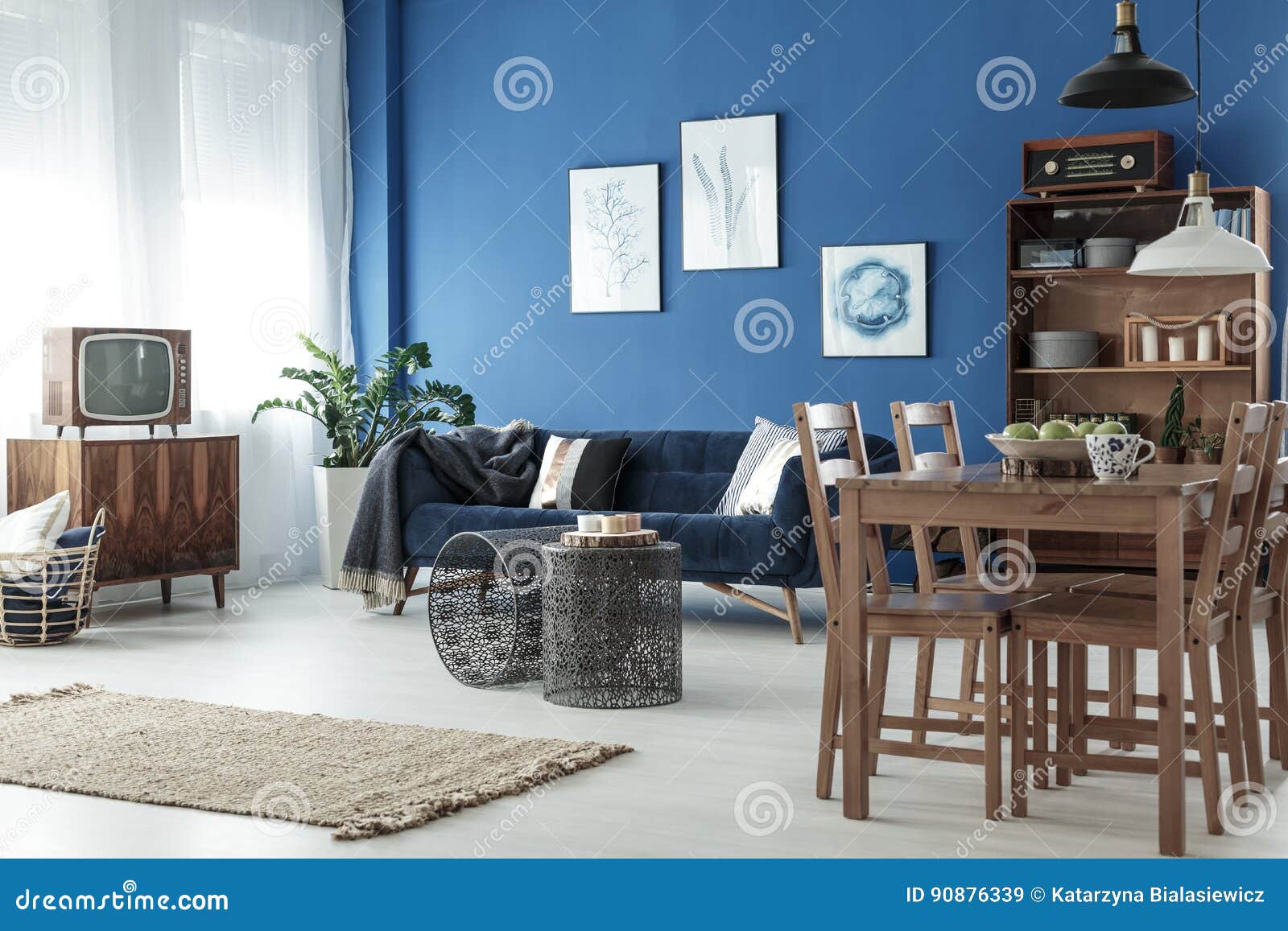 Dining table in lounge stock image. Image of carpet, hall 90876339