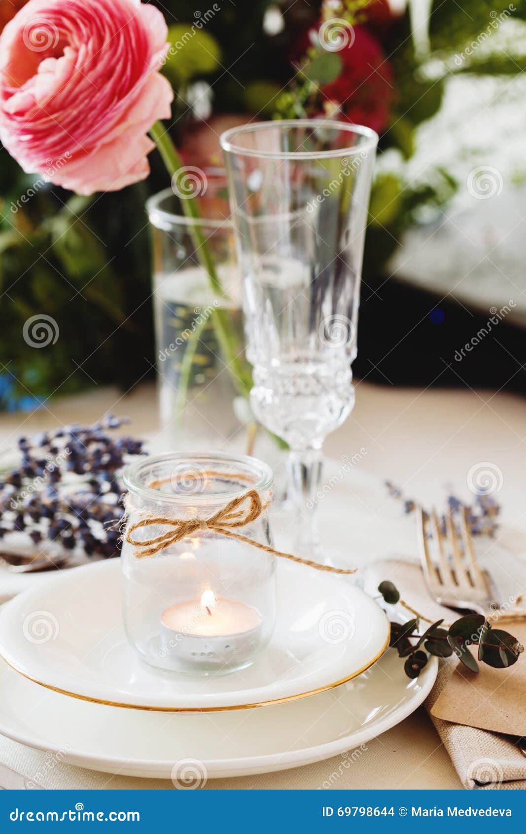 Dining Table Setting At Provence Style Stock Photo Image Of