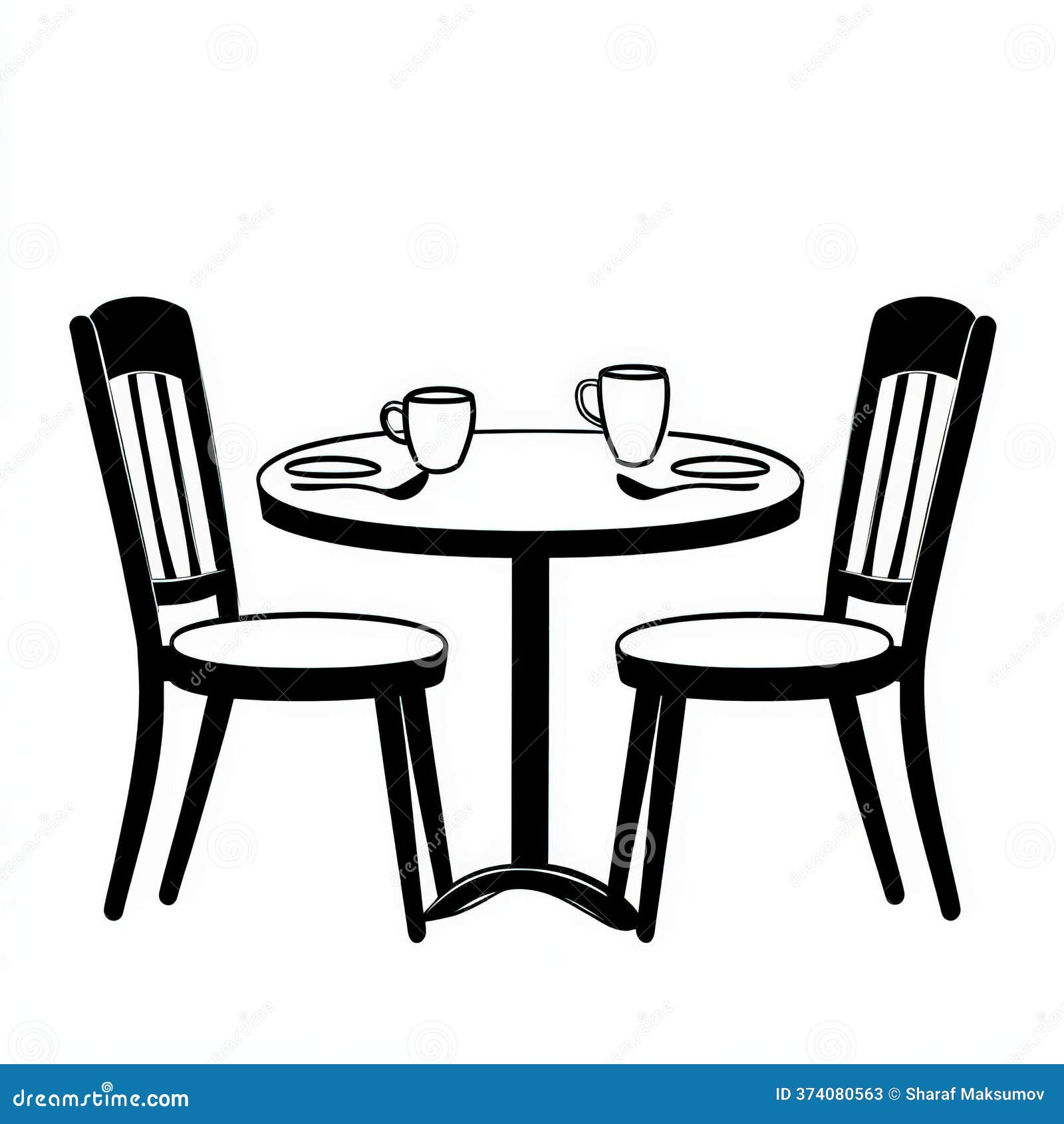 Dining Table Silhouette , Black and White Illustration Isolated on White  Background Stock Illustration - Illustration of furniture, interior:  374080563, image size:1600x1690