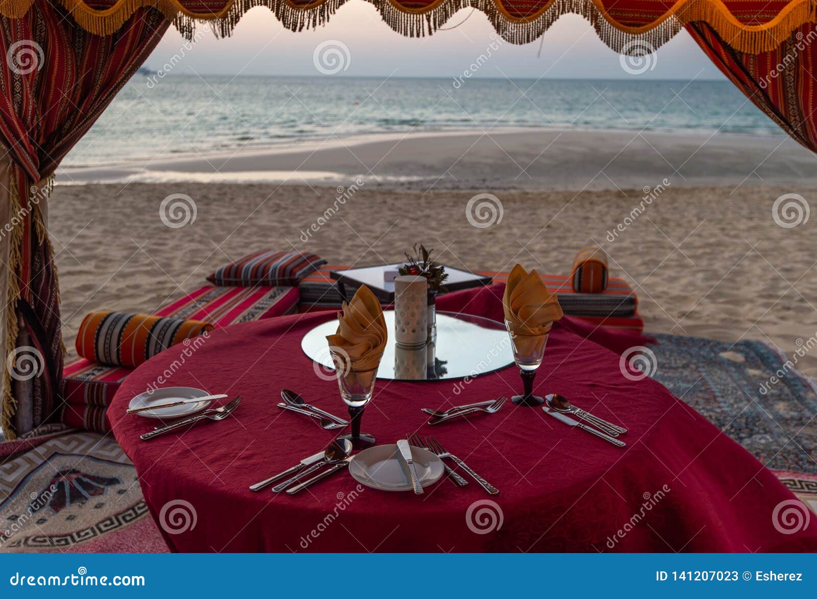 Dinner on the Beach. Dubai, UAE Stock Image Image of holiday