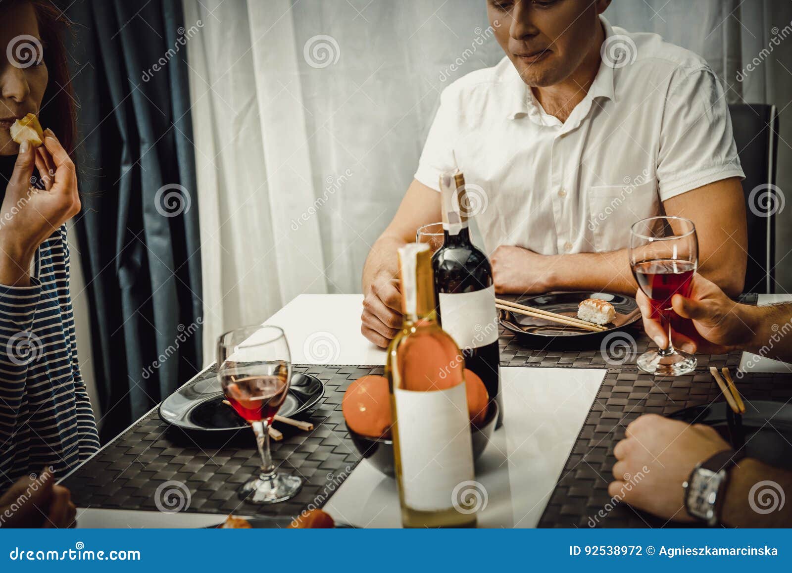 Dinner with friends. stock photo. Image of aged, caucasian - 92538972