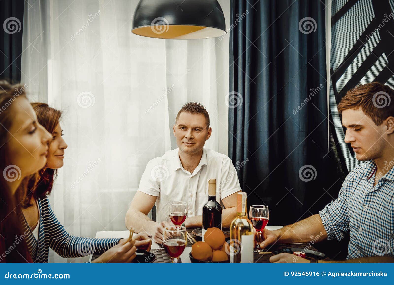 Dinner with friends. stock photo. Image of enjoyment - 92546916