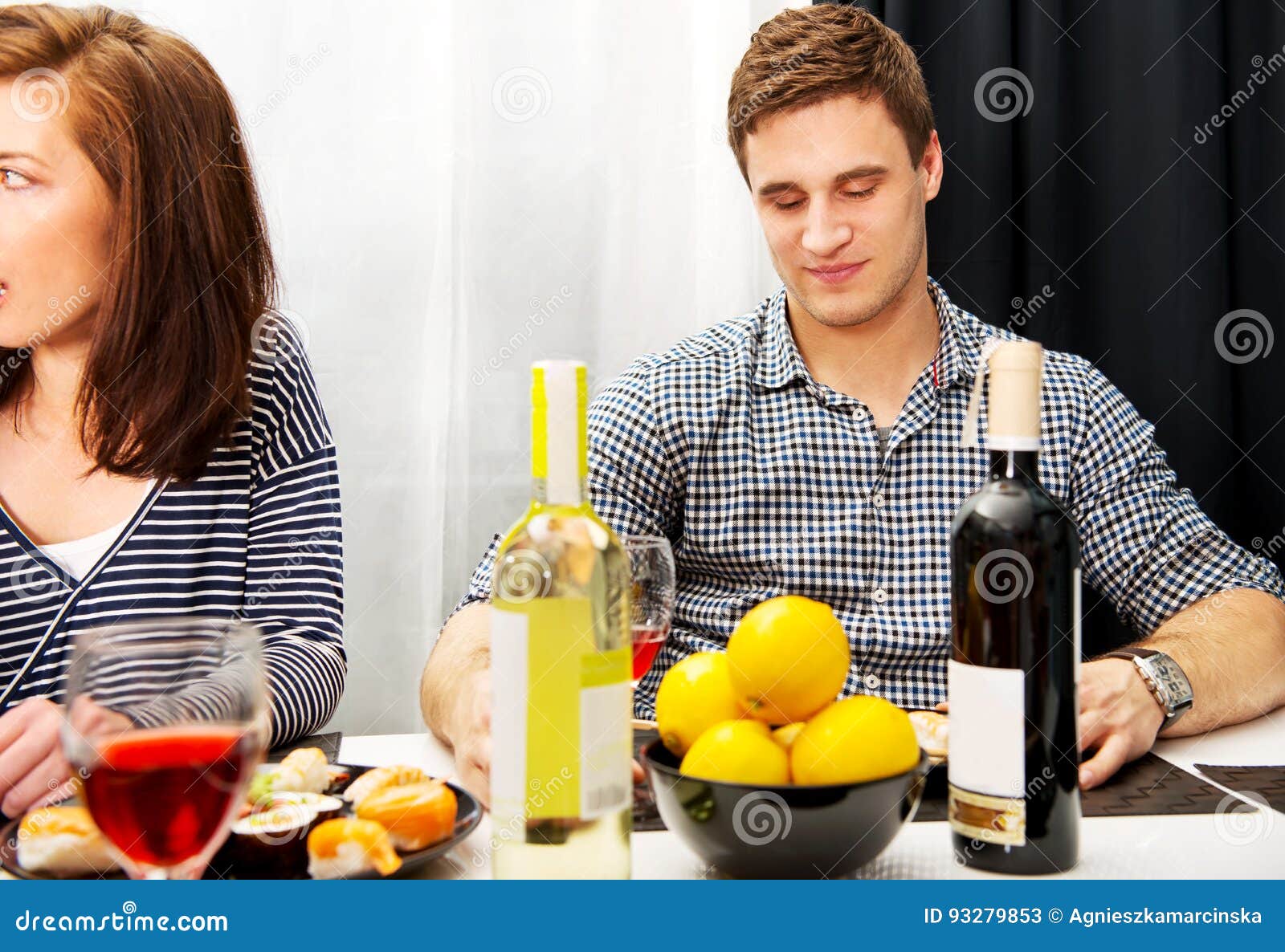 Dinner with friends. stock image. Image of home, atmosphere - 93279853