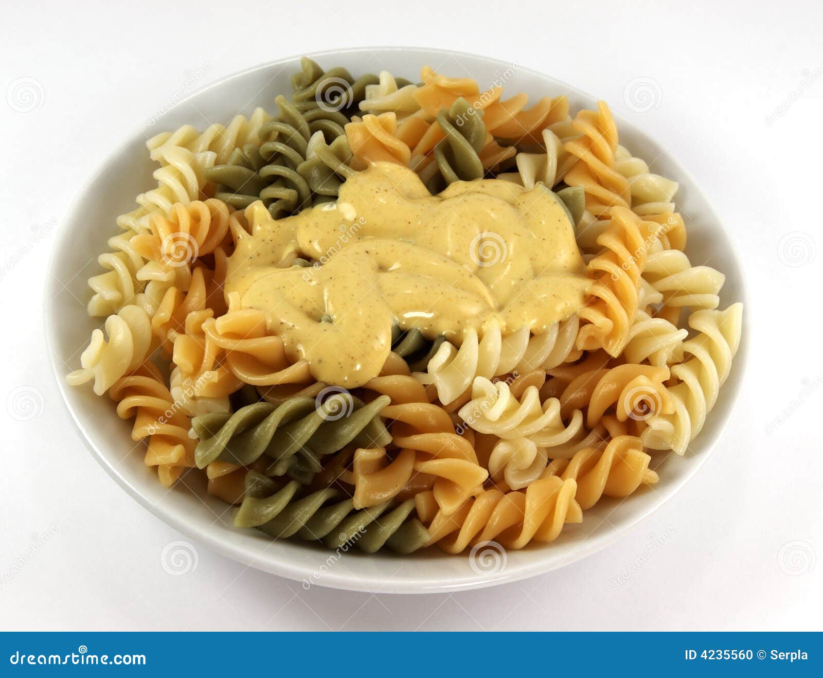 Dinner Plate with Coloured Pasta and Italian Sauce Stock Photo Image