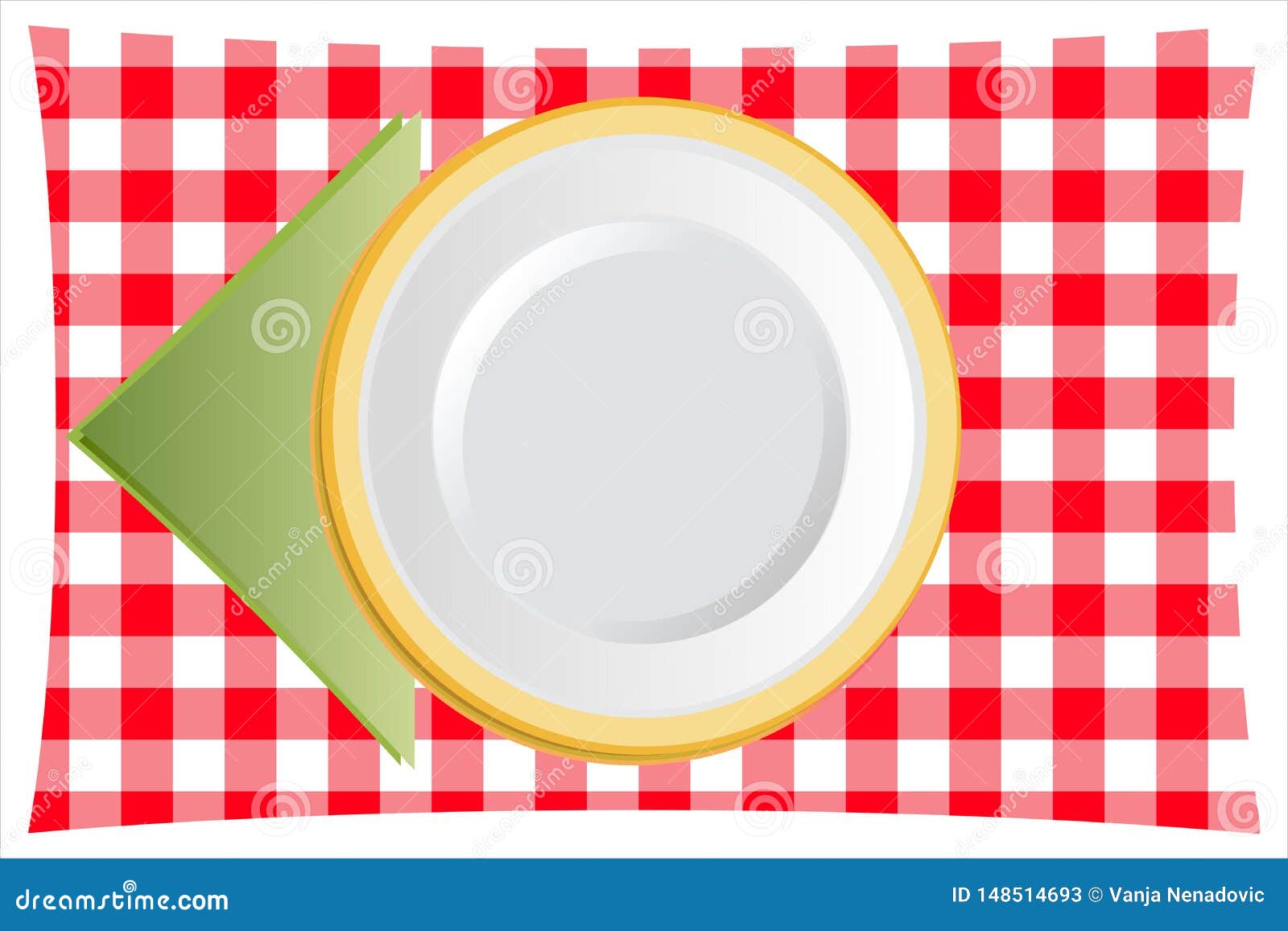 Dinner Plate with Table Napkin Stock Vector Illustration of lunch