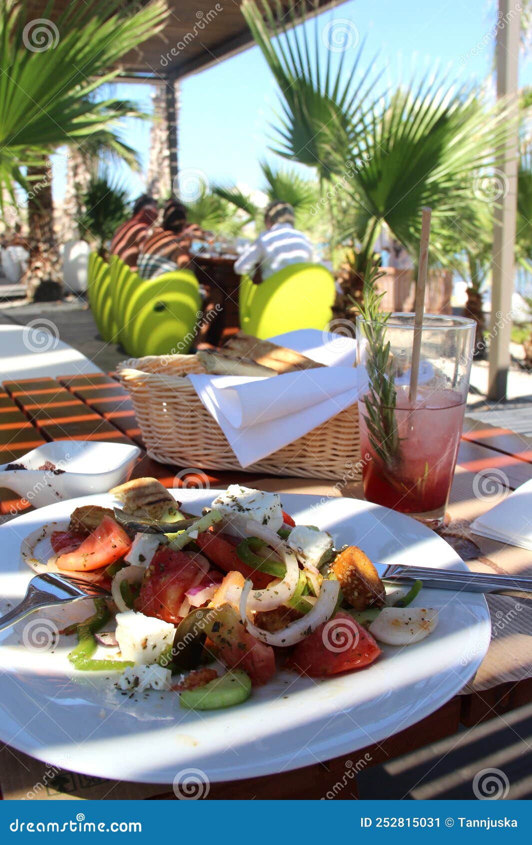 Dinner on the Seacoast in Greece Stock Image Image of appetite, bread