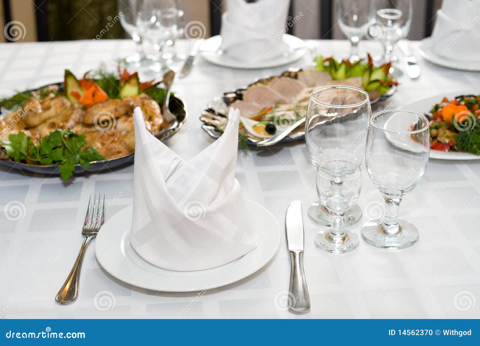 Dinner is served stock photo. Image of empty, table, tablecloth 14562370
