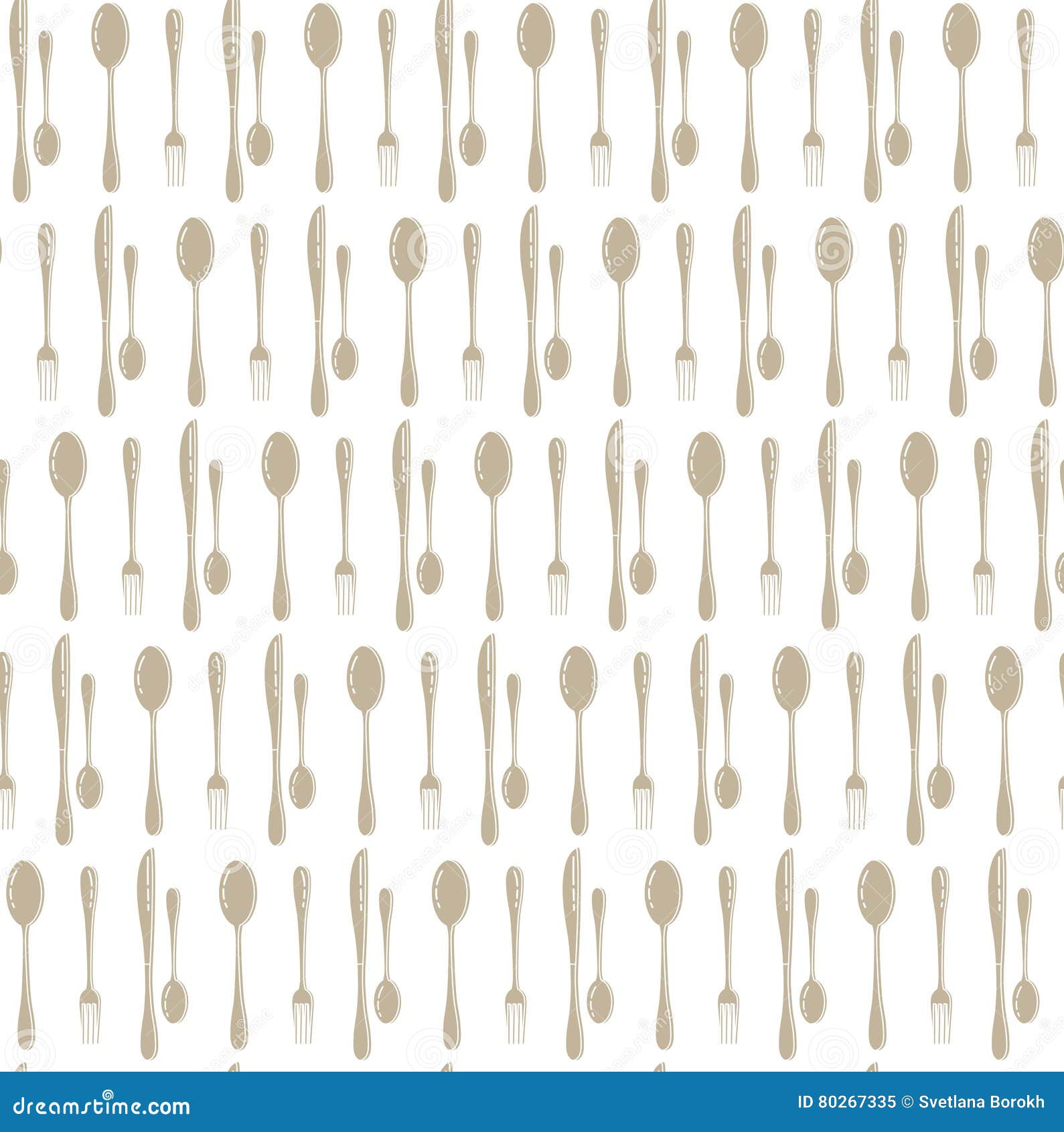Dinner Set Seamless Pattern. Spoons And Forks Background. Modern