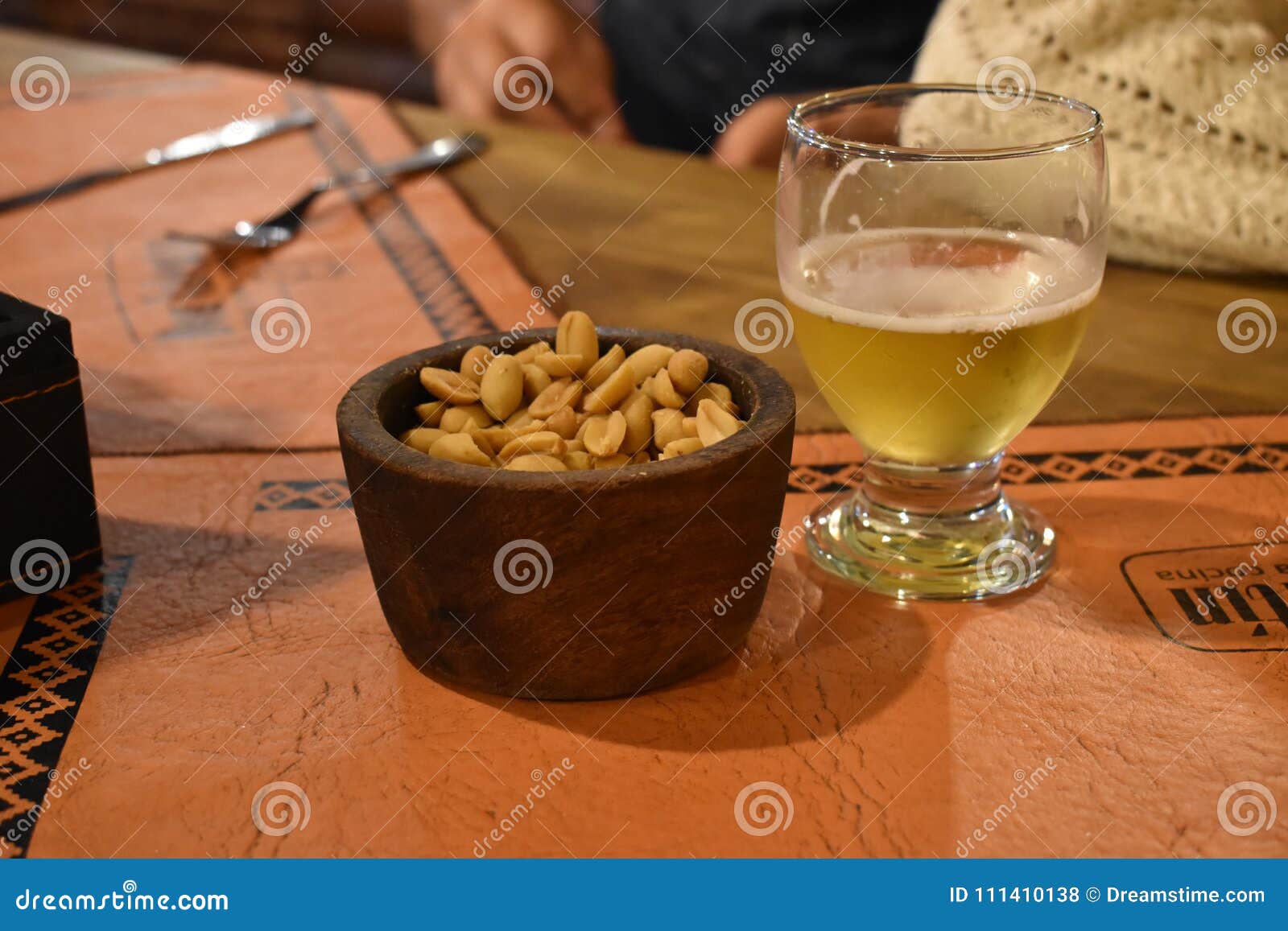 beer and peanut table