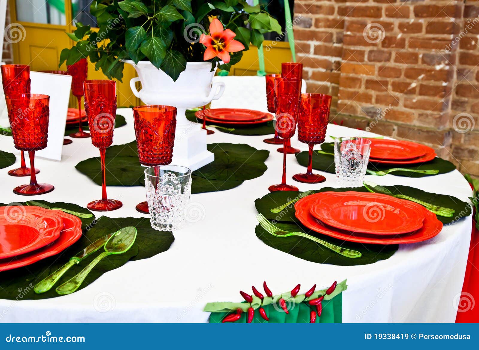 Dinner Table Setup Italian Style Stock Image Image of party, dinner