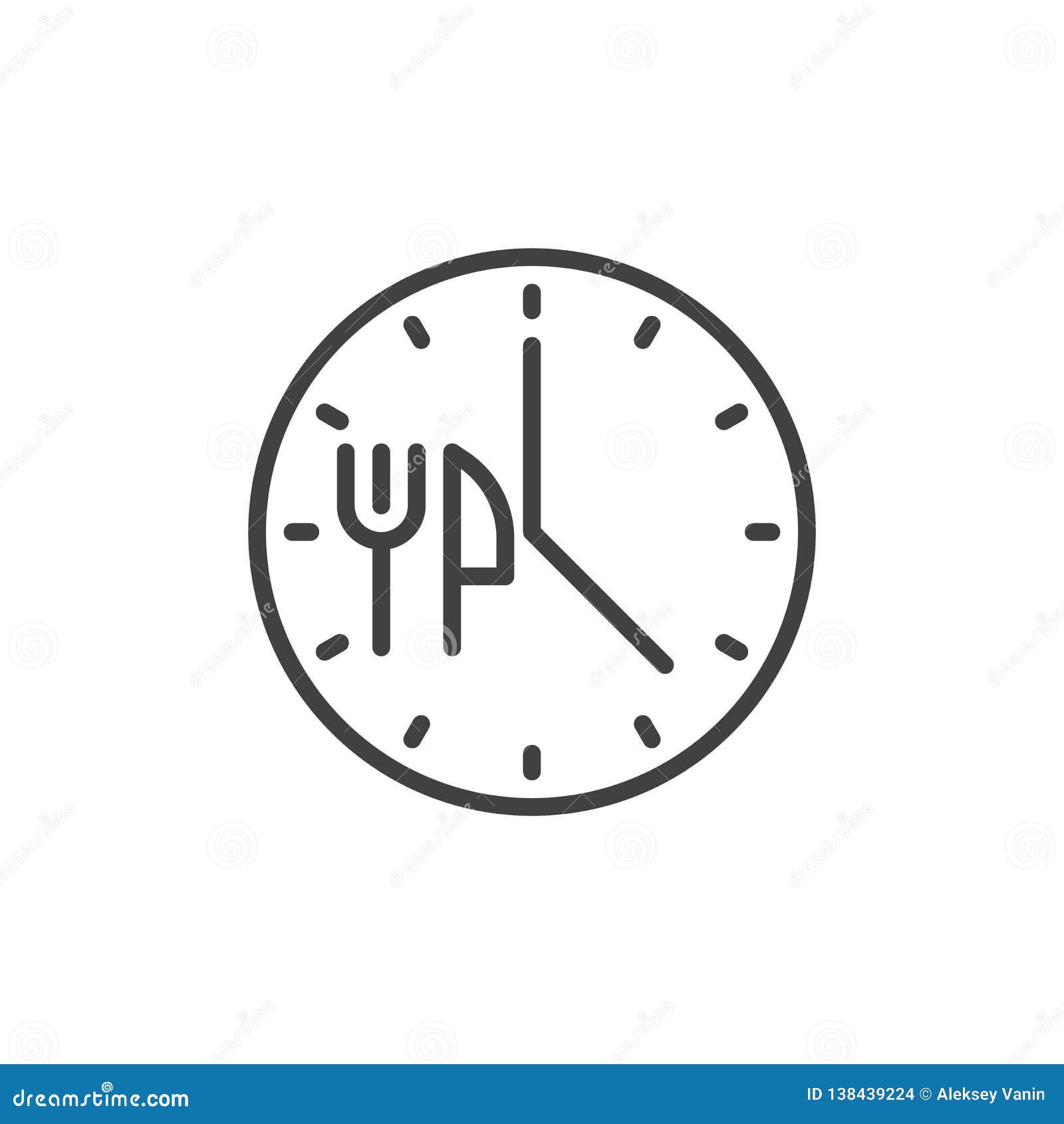 Dinner Time Clock Line Icon Stock Vector Illustration of dinner