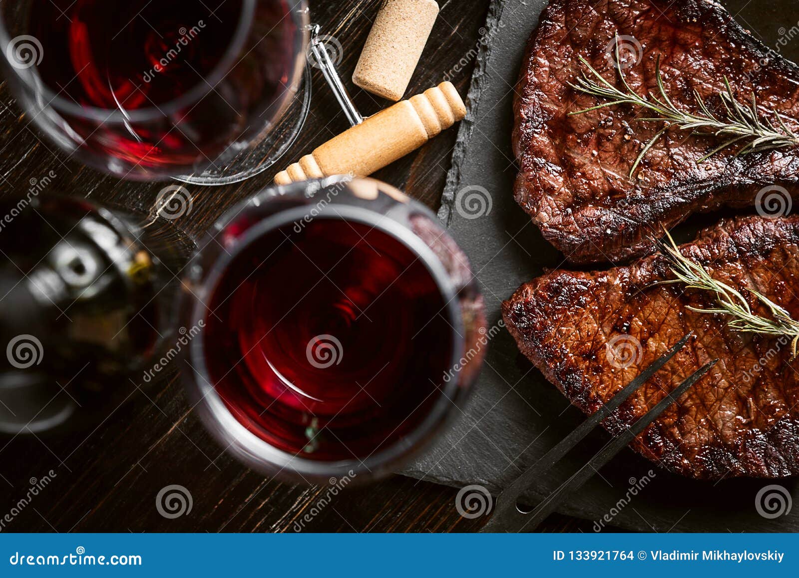 Dinner for Two with Steaks and Red Wine Stock Photo Image of candle