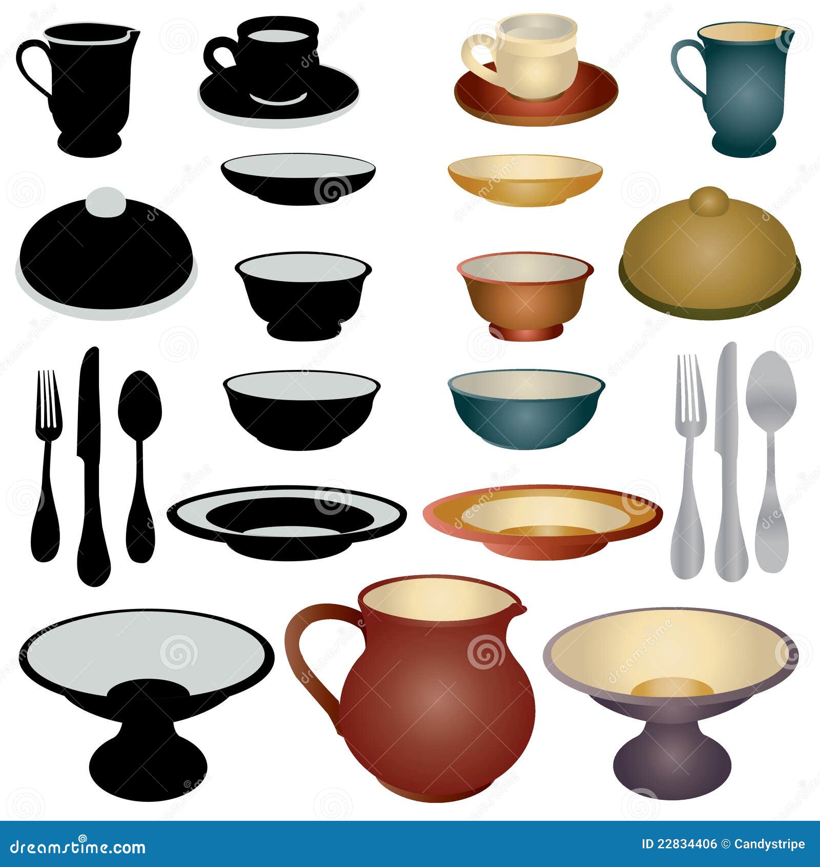 Dinnerware Icon Set stock vector. Illustration of interior 22834406