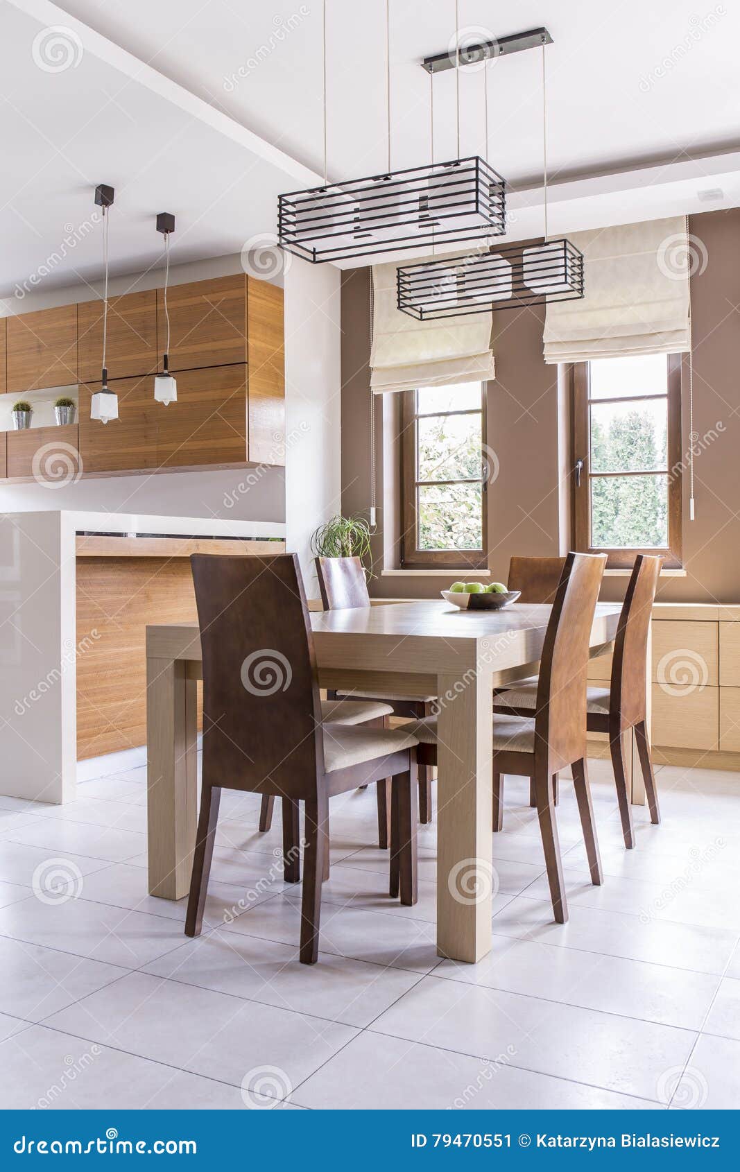 Dinning Room with Wooden Table Stock Image Image of home, room 79470551