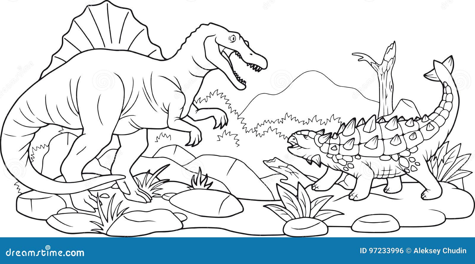 Luta de dinossauros - Dinossauros - Coloring Pages for Adults