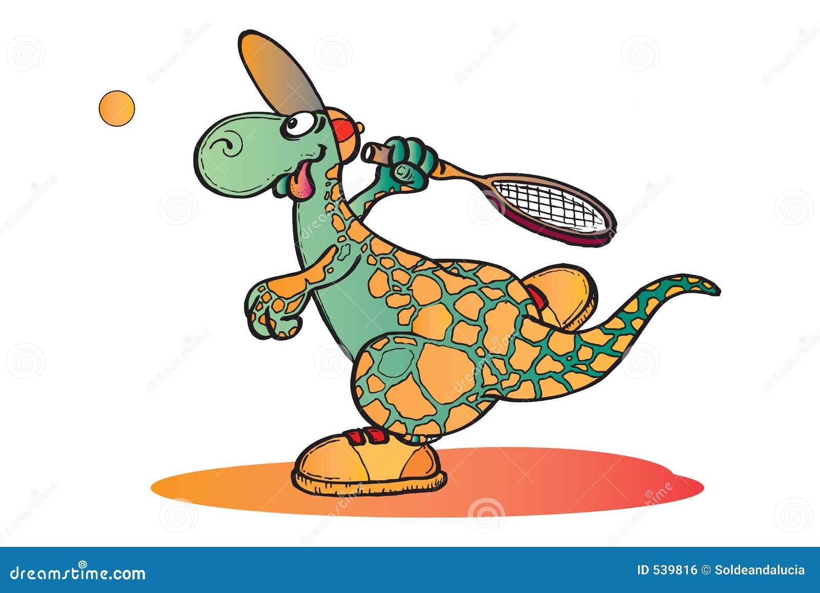 Dino playing Tennis stock vector. Illustration of wimbledon 539816