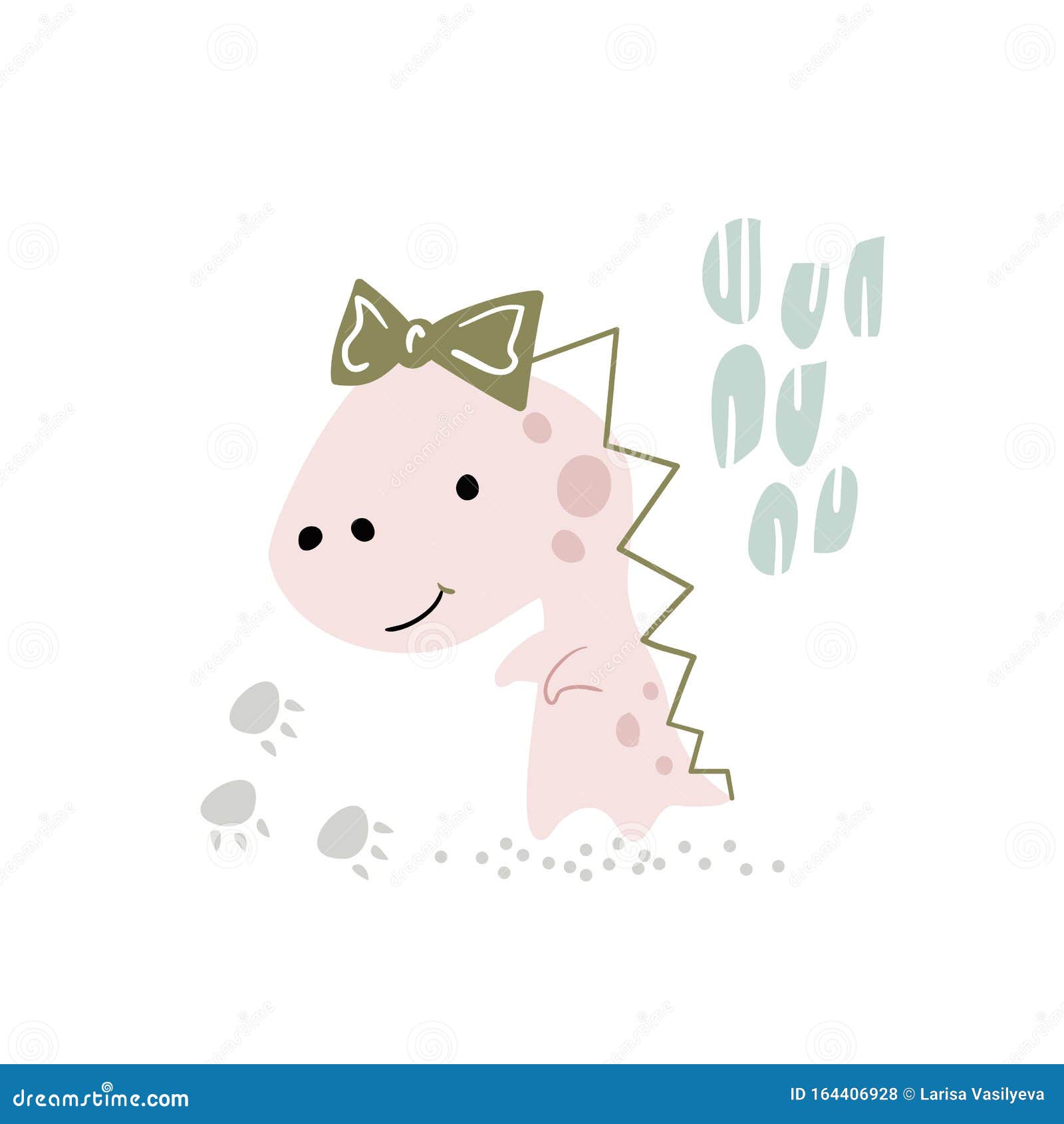 Download Dinosaur Baby Girl Cute Print. Sweet Little Dino With Bow. Stock Vector - Illustration of dino ...