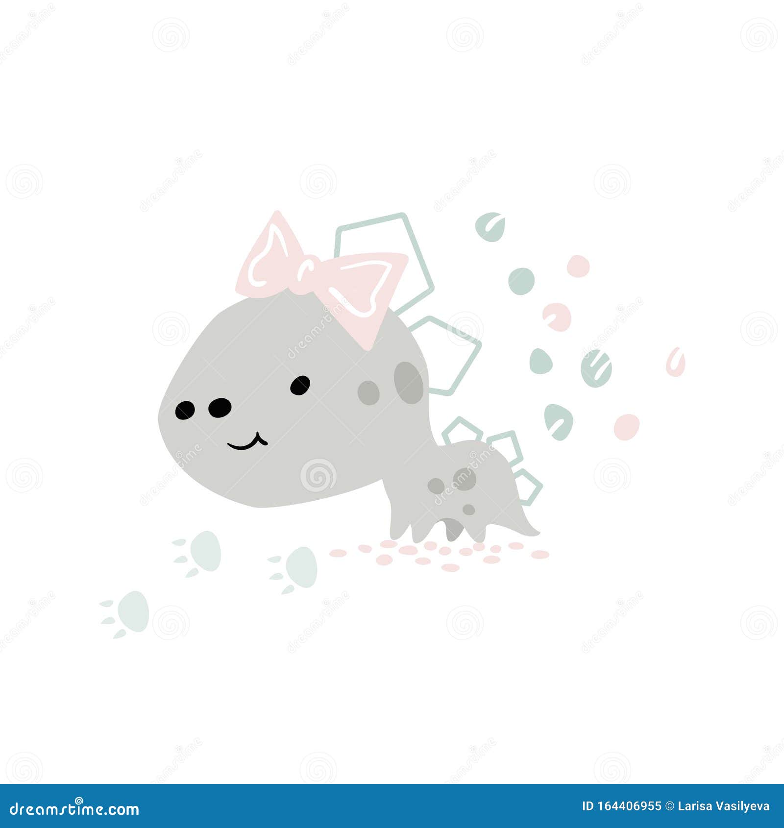 Download Dinosaur Baby Girl Cute Print. Sweet Little Dino With Bow. Stock Vector - Illustration of baby ...