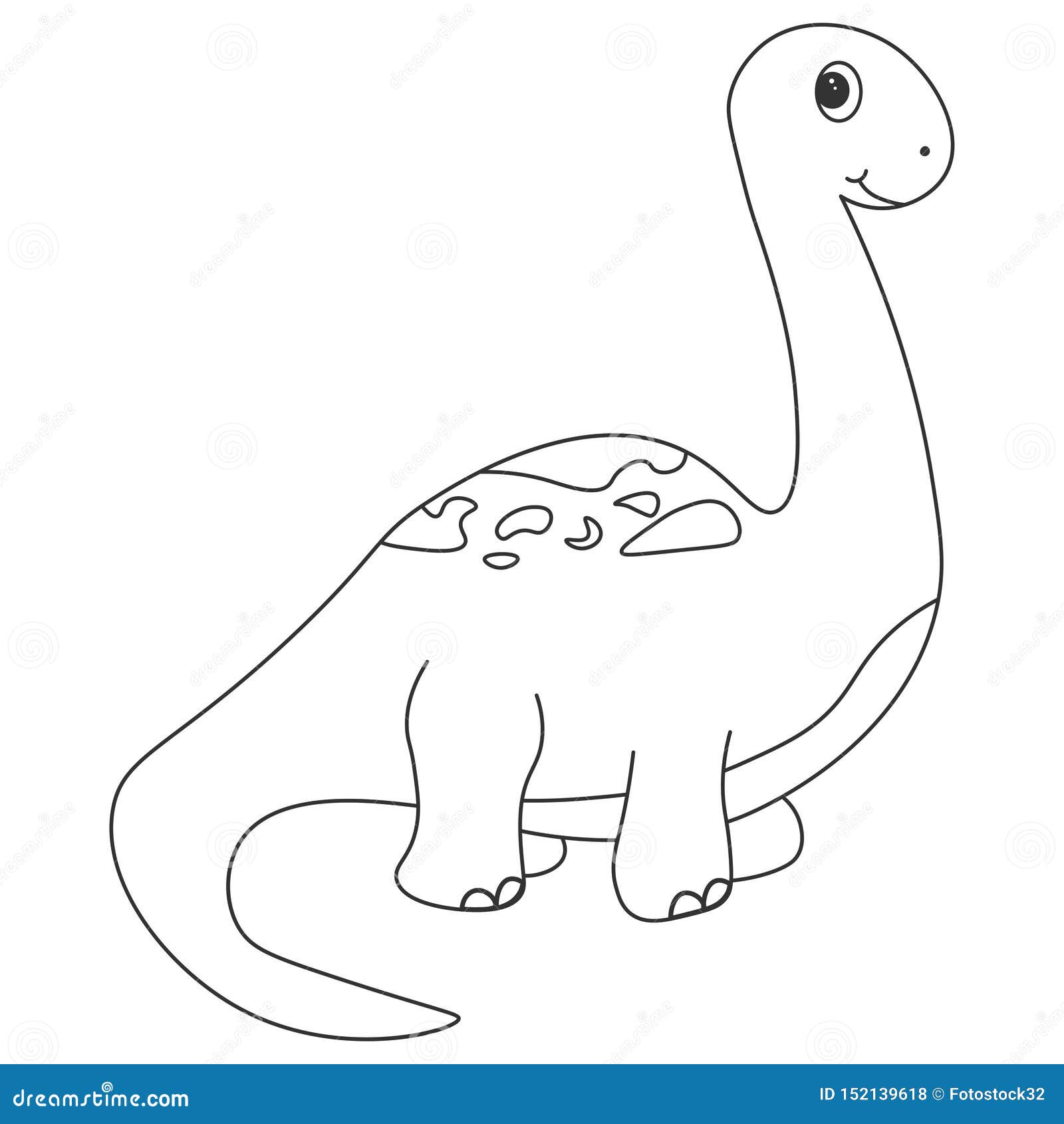 Dinosaur Brachiosaurus Contour. Cartoon Nature Stock Illustration