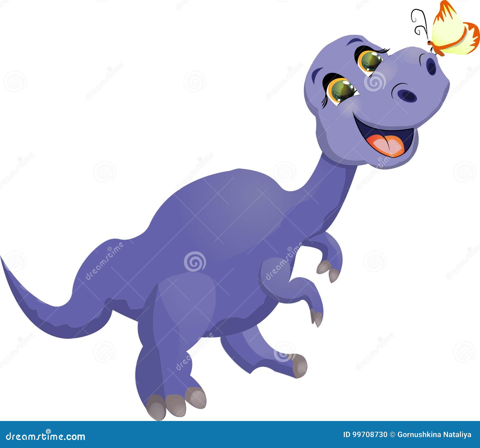 Dinosaur with butterfly stock vector. Illustration of purple - 99708730