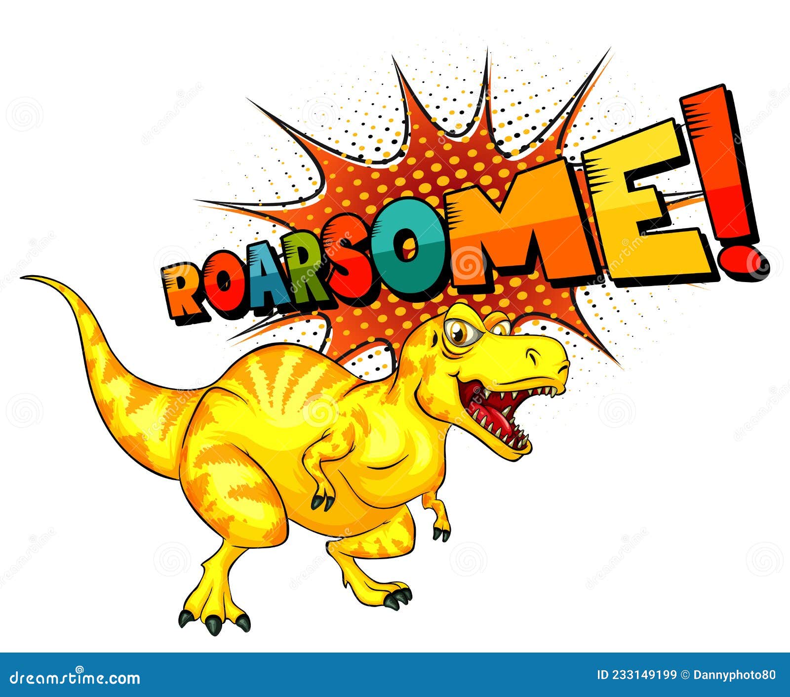 Dinosaur Cartoon Character With Roar Font Banner Stock Vector Illustration Of Banner Character 233149199