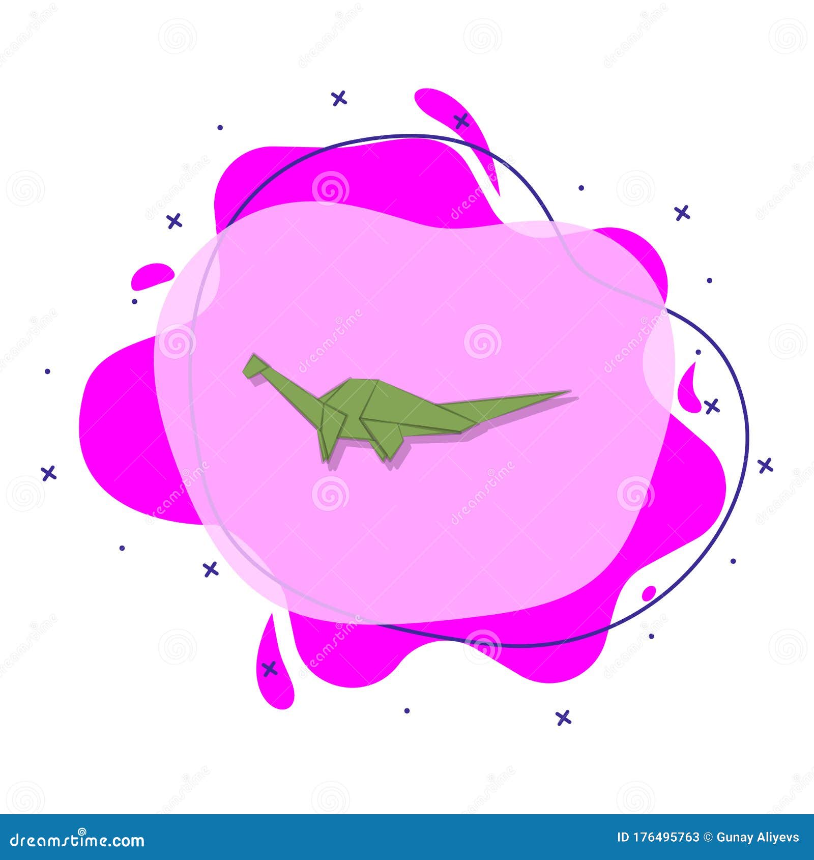 Dinosaur Colored Origami Style Liquid Bacdge Icon. Simple Color Vector Of Oriqami Animals Icons