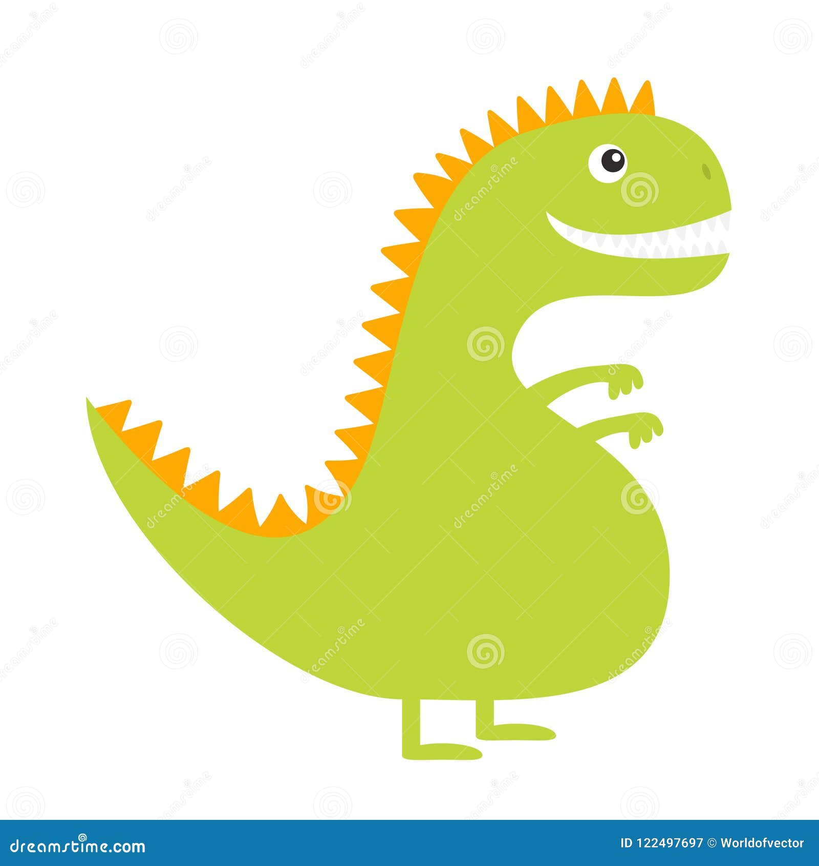 Funny Cartoon Dinosaur, Cute Illustration in Flat Style. Colorful