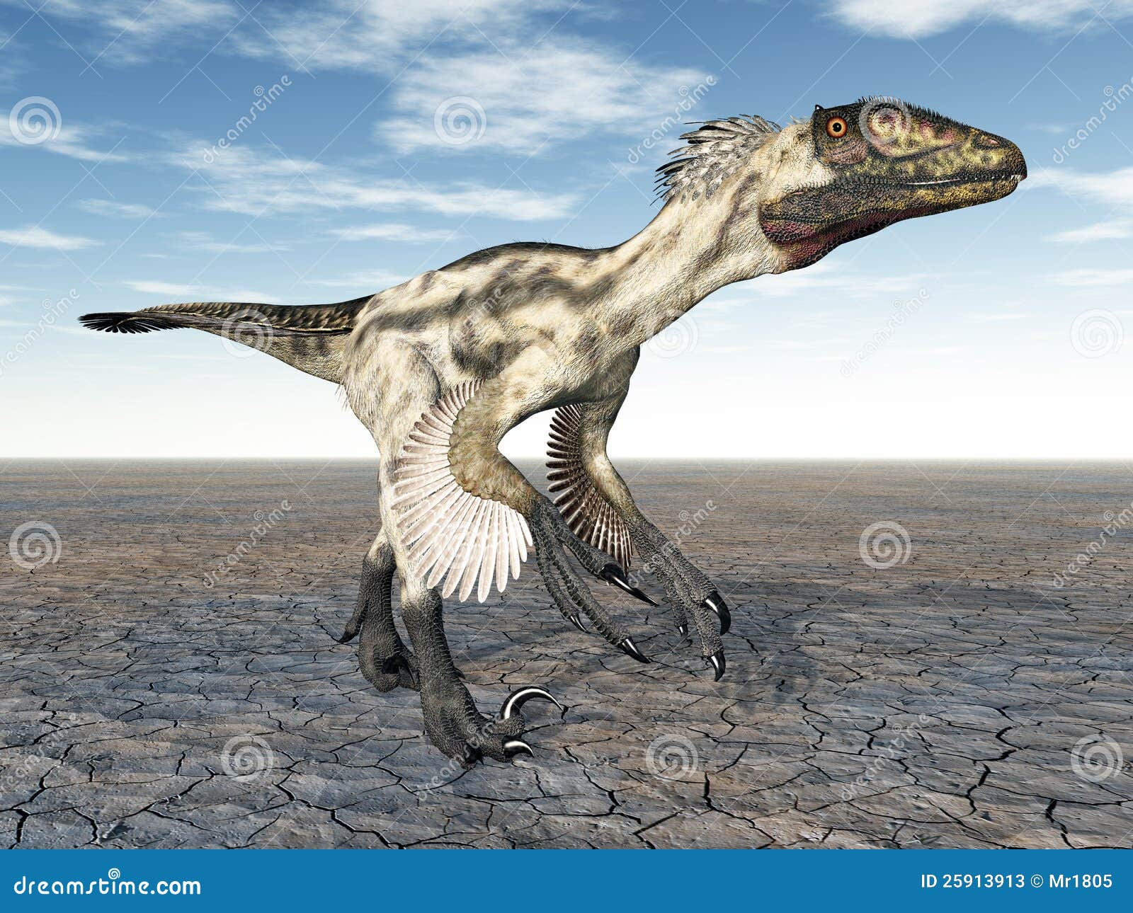 Illustration 3D générée par ordinateur du dinosaur Deinonychus