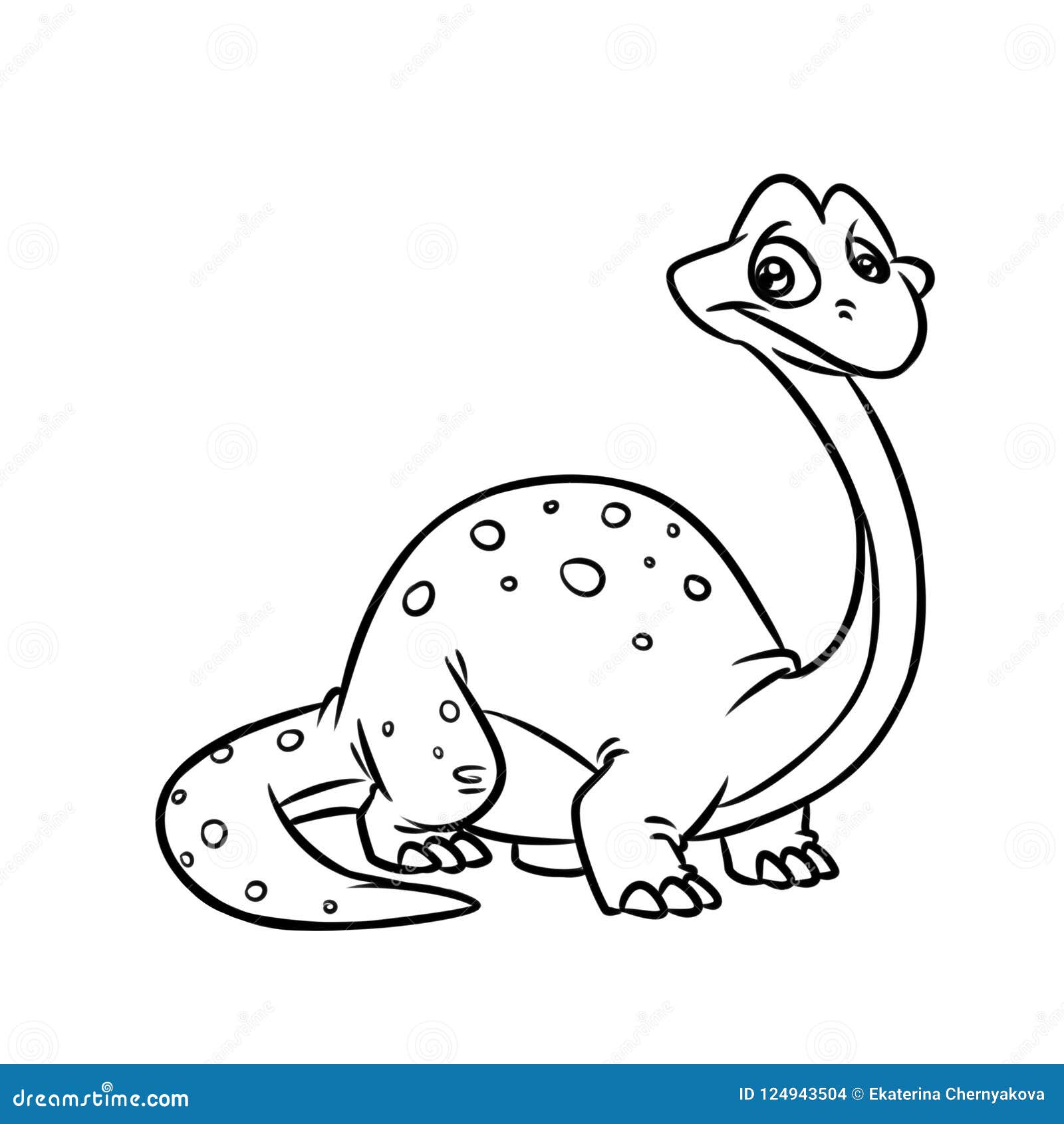 Dinosaur Diplodocus Cartoon Illustration Coloring Page Stock