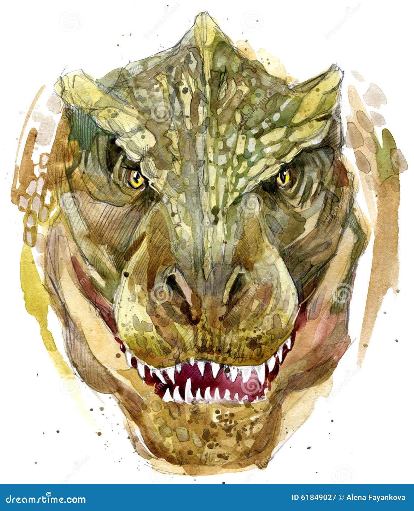 Dinosaur head sketch color drawing Royalty Free Vector Image