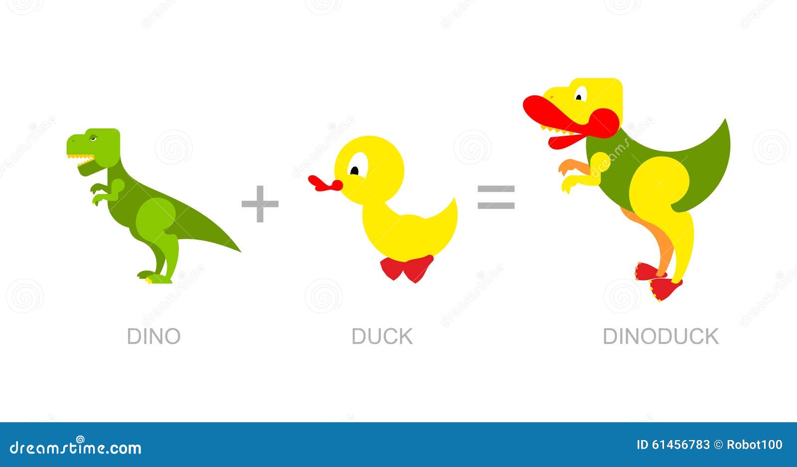 Dinosaur And Duck. Dino-Duck - New Species Of Dinosaurs. Cross Stock Vector - Image: 61456783