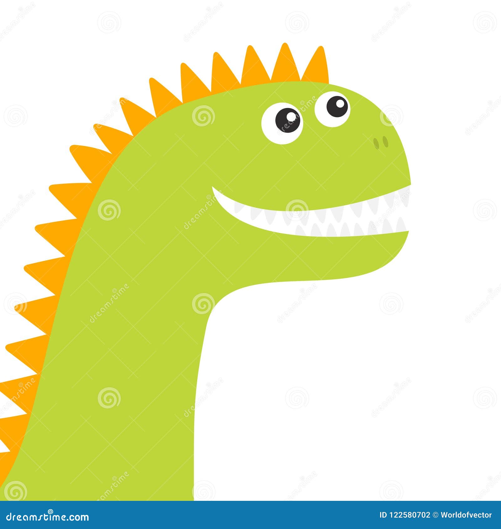 Dinosaur Face. Cute Cartoon Funny Dino Baby Character. Flat Design. Green  and Orange Color. White Background Stock Vector - Illustration of cartoon,  cute: 122580702