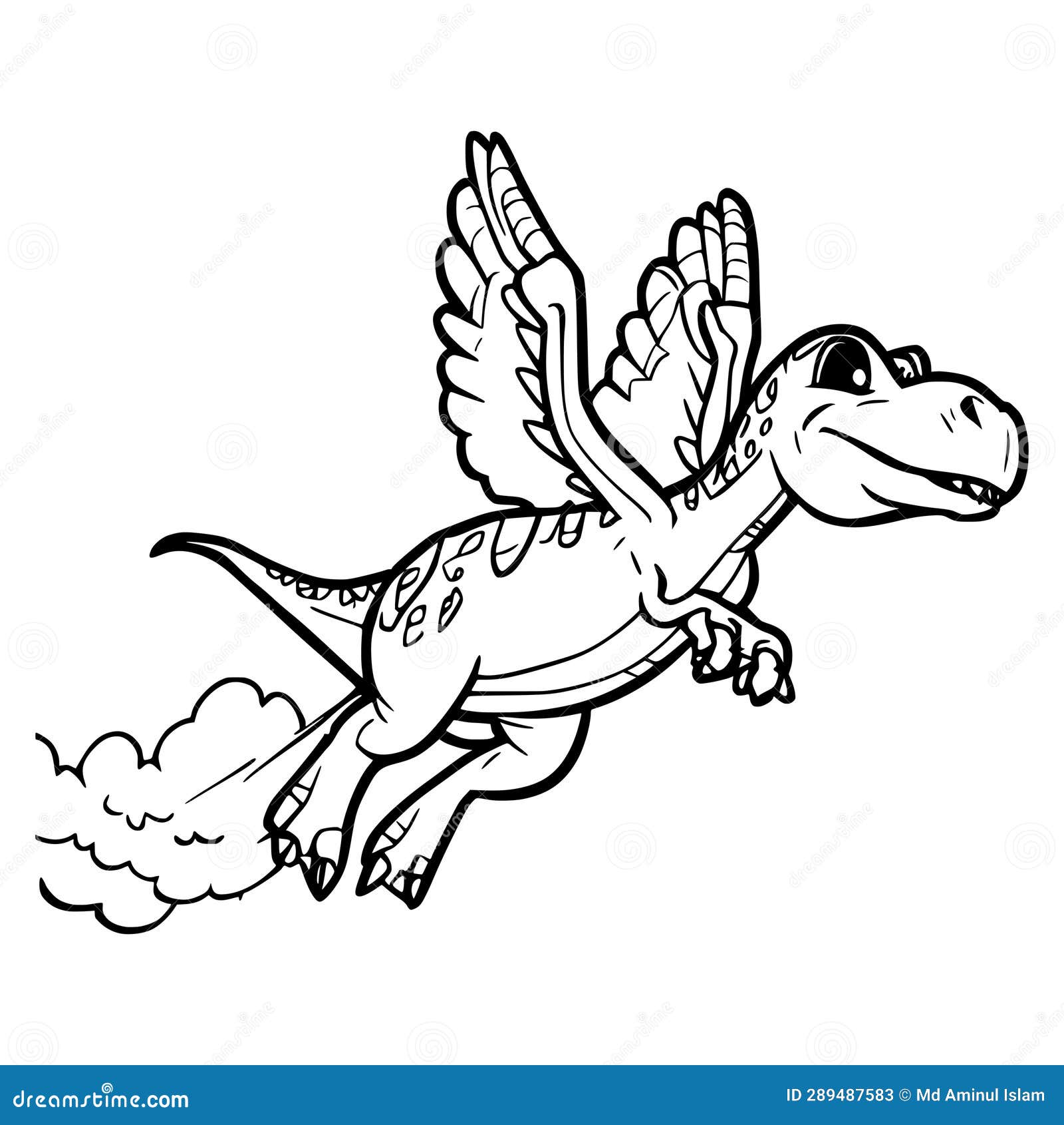 Dinosaur Flying Coloring Pages for Kids Stock Vector - Illustration of ...