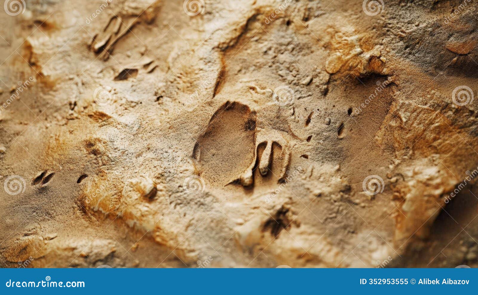 dinosaur footprints in ancient rock surface show fossilized history