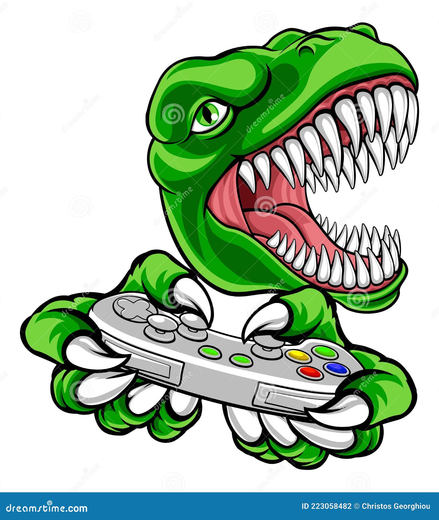 Dinosaur gamer which play game Royalty Free Vector Image