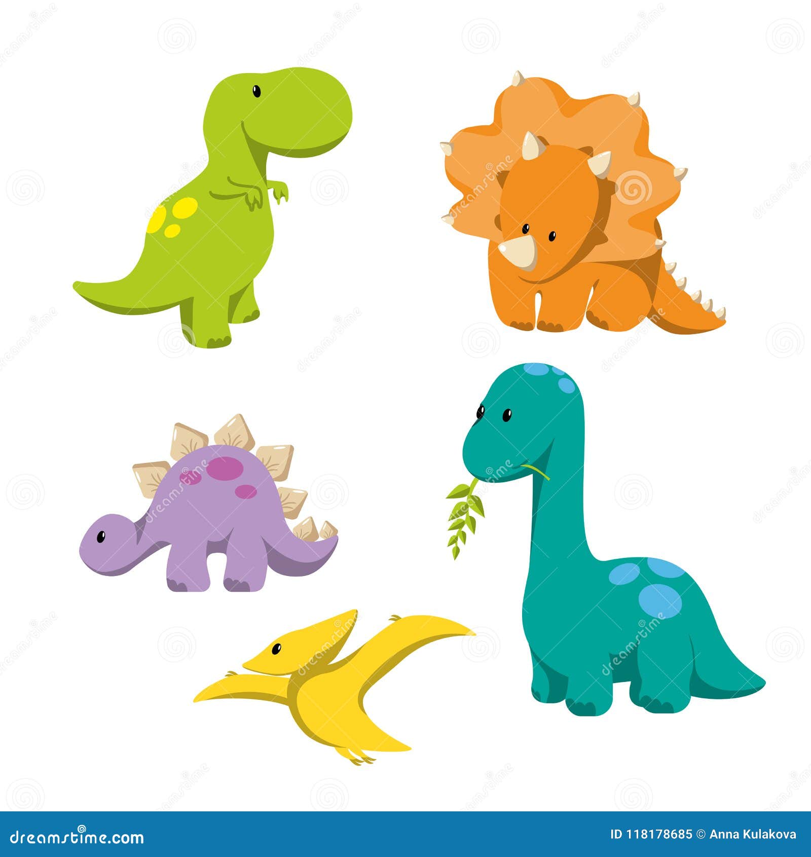 Dinosaur Icons in Flat Style for Designing Dino Party, Children Holiday ...