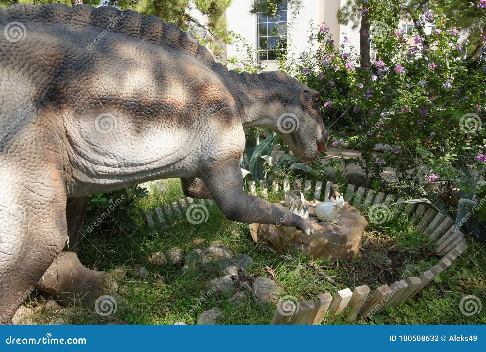 Pterodactyl near the nest with eggs in Dinosaur Park, Moscow, Russia Stock  Photo - Alamy