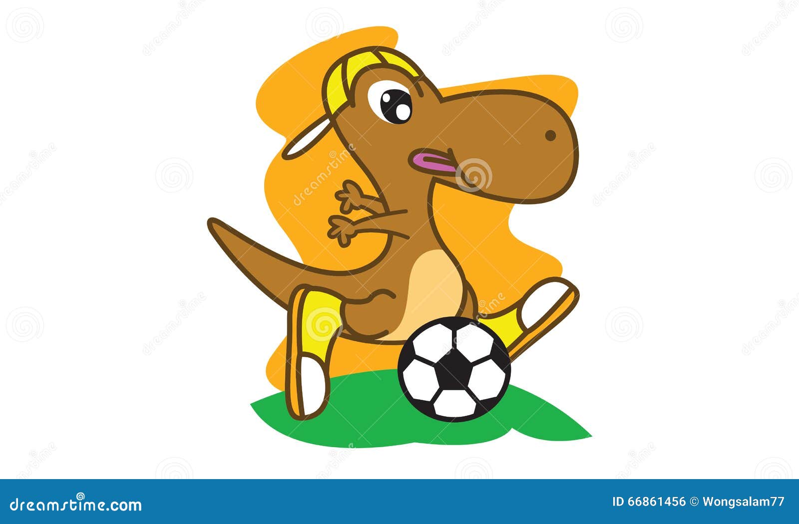 Dinosaur play football stock vector. Illustration of lizard 66861456