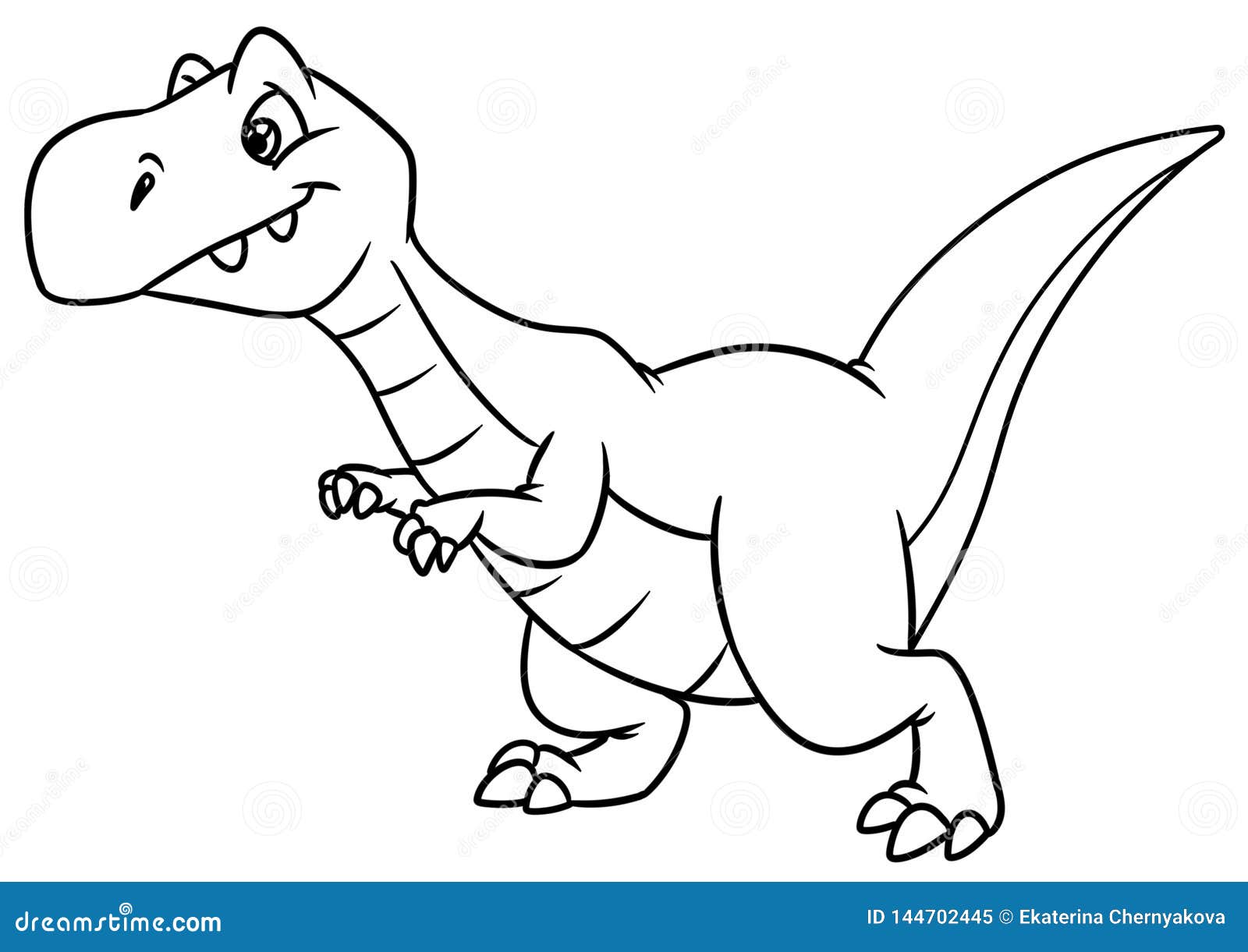 Dinosaur Predator Animal Character Cartoon Coloring Page Stock