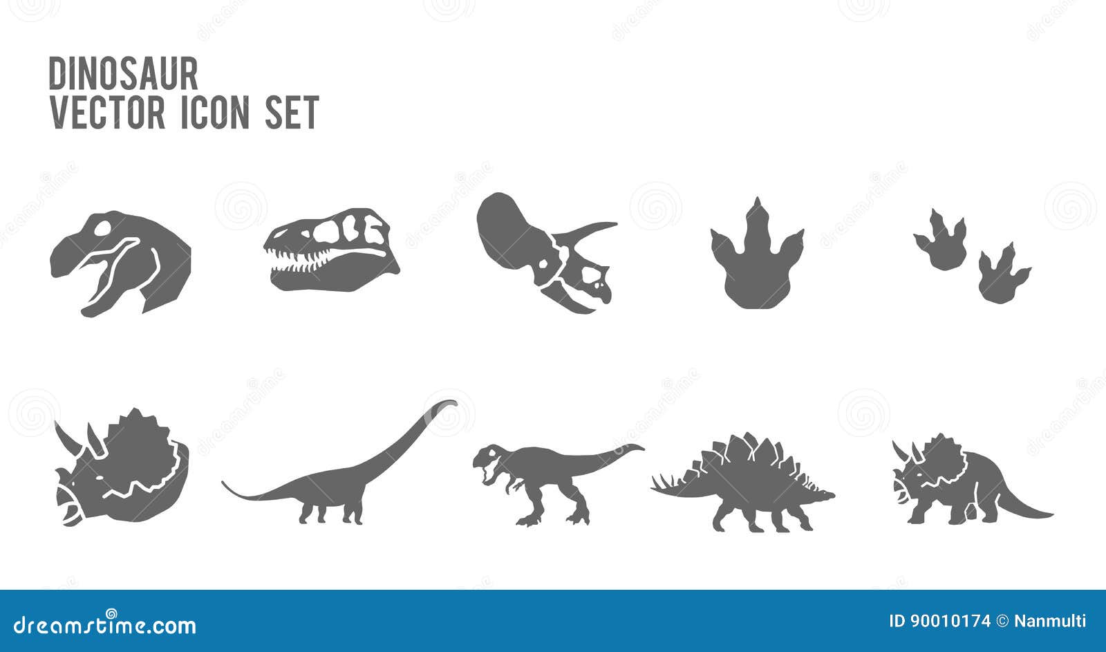 dinosaur skeleton fossil  icon set